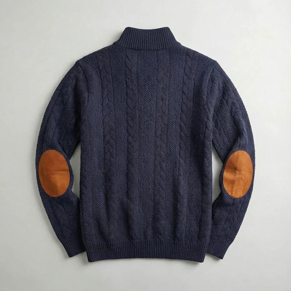 Evan - Pull en Maille Naturelle Robuste Col Montant Boutonné