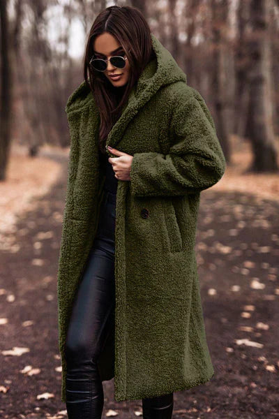 Stefani - Manteau Polaire à Capuche Long Tendance