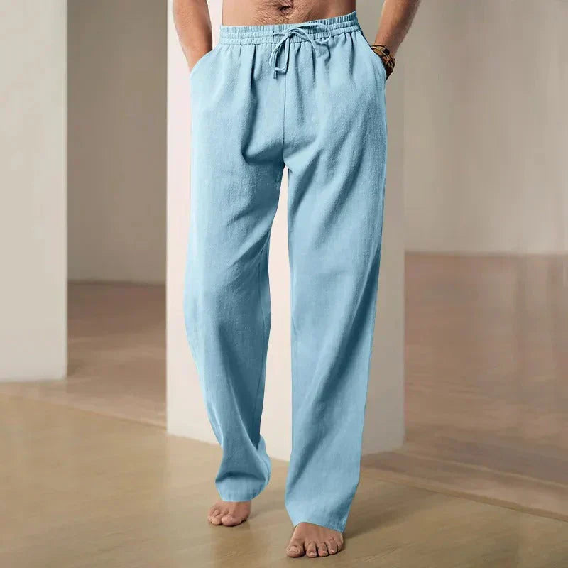 Kamel - Pantalones de Lino Transpirables y Casual
