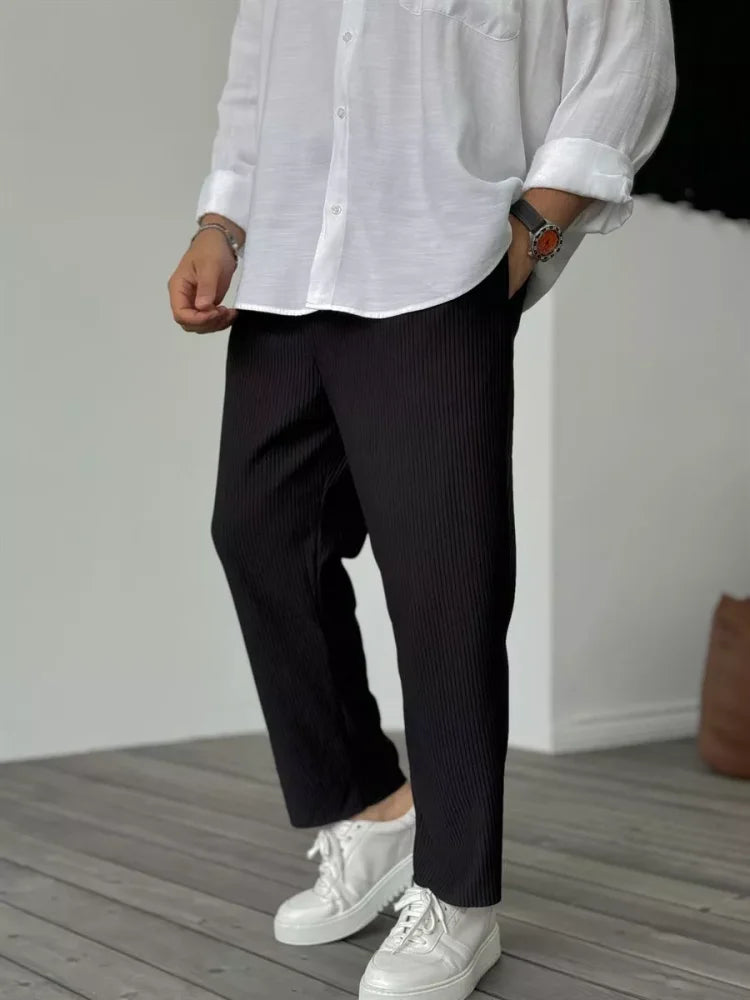 Simon - Pantalon Texturé Luxe Décontracté