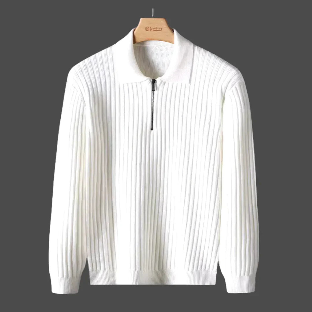 Noah - Prémiový Bavlnený Sveter s Polovičným Zipsom