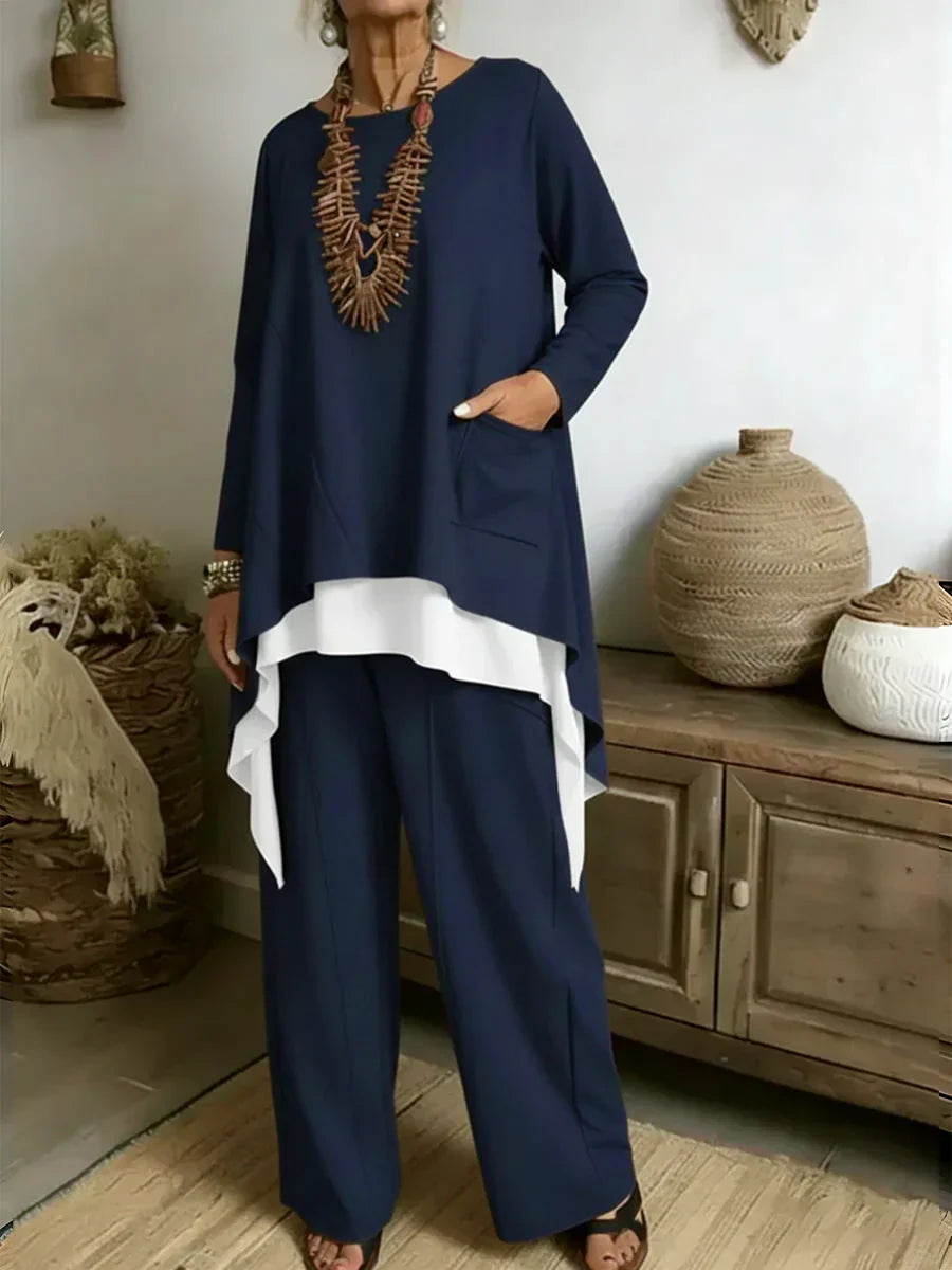 Soufya - Ensemble Blouse et Pantalon Ample|Collier Offert
