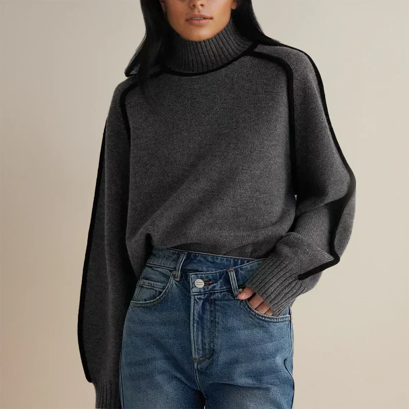 Danièle - Suéter de Invierno de Cuello Alto Haute Couture