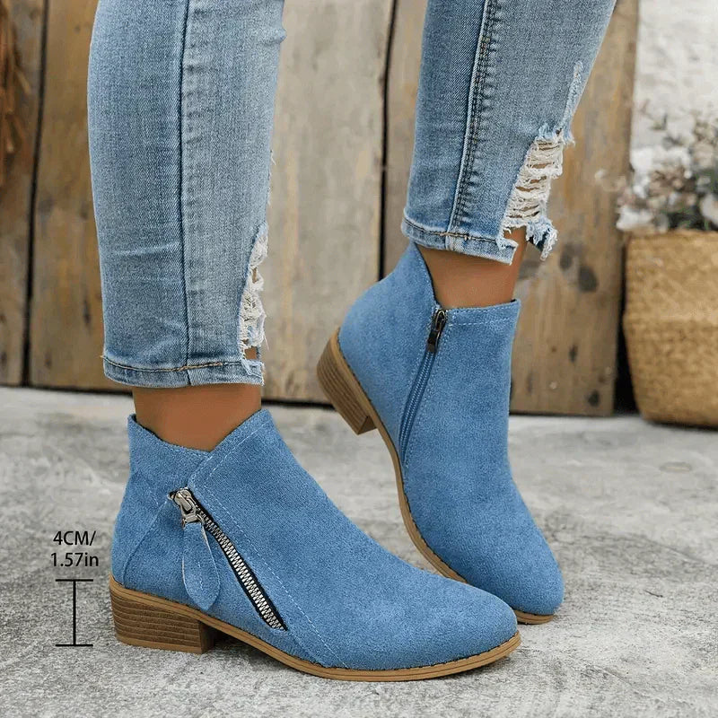 Sabrina - Elegantné Vintage Semišové Členkové Topánky