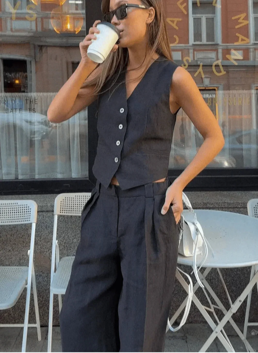 Neyla - 100% Kvalitets Linned Varme Dage Sæt