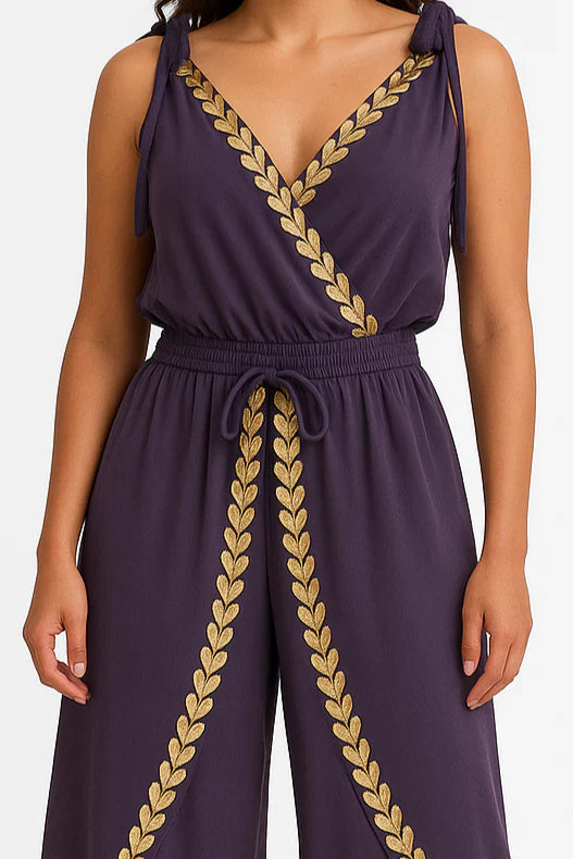 Hermine - Luksuriøs Jumpsuit med Gyldne Detaljer