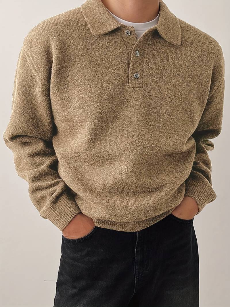 Ilias - Suéter Polo con Botones de Lana Merino