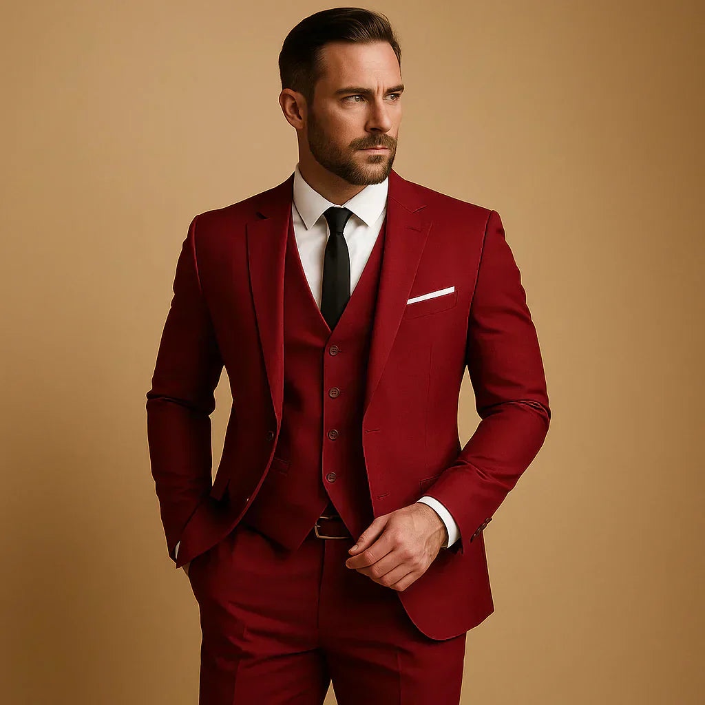 Serguei - Traje de Hombre de 3 Piezas con Chaqueta y Pantalones