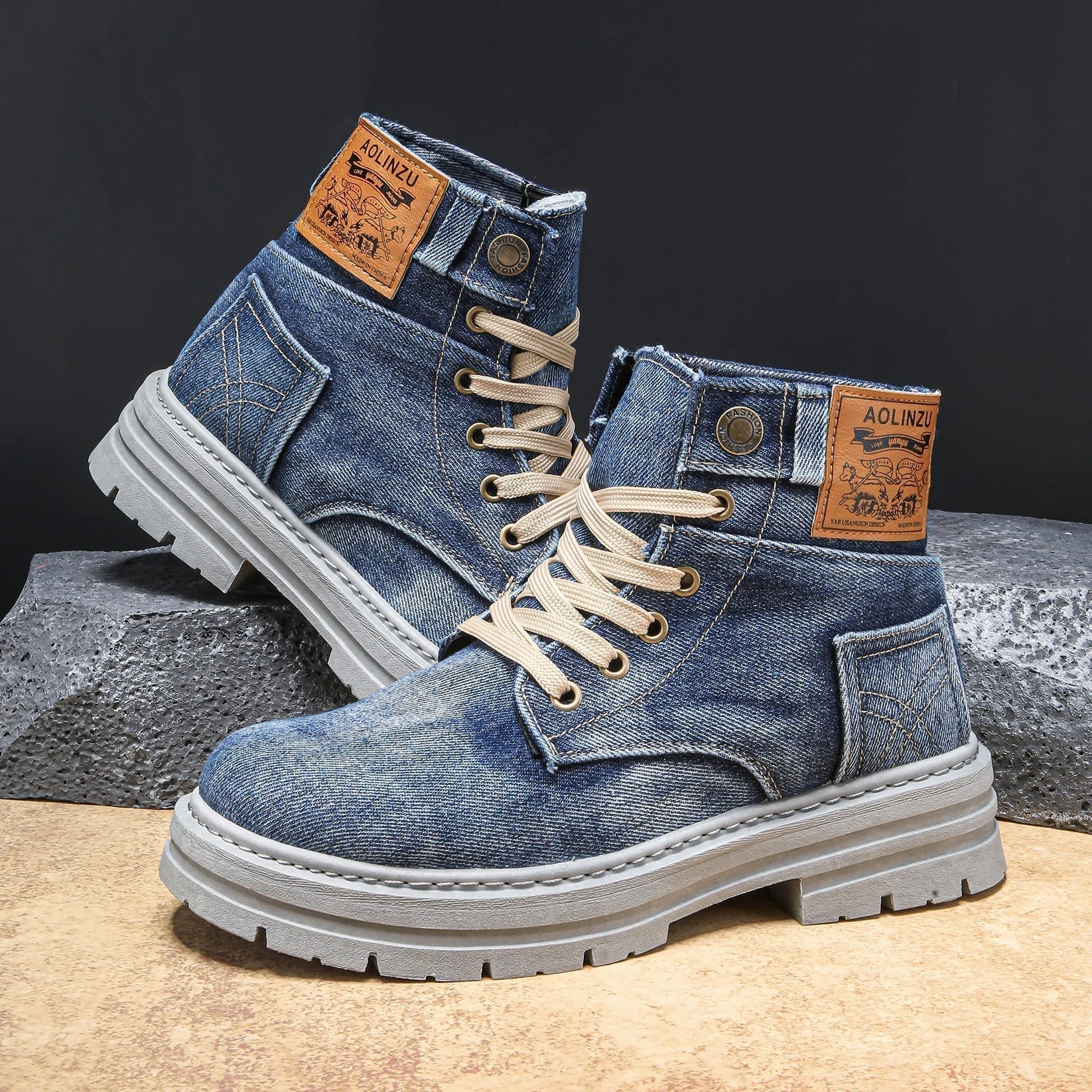 Dolovan - Premium Kvalitets Denim Snørestøvler