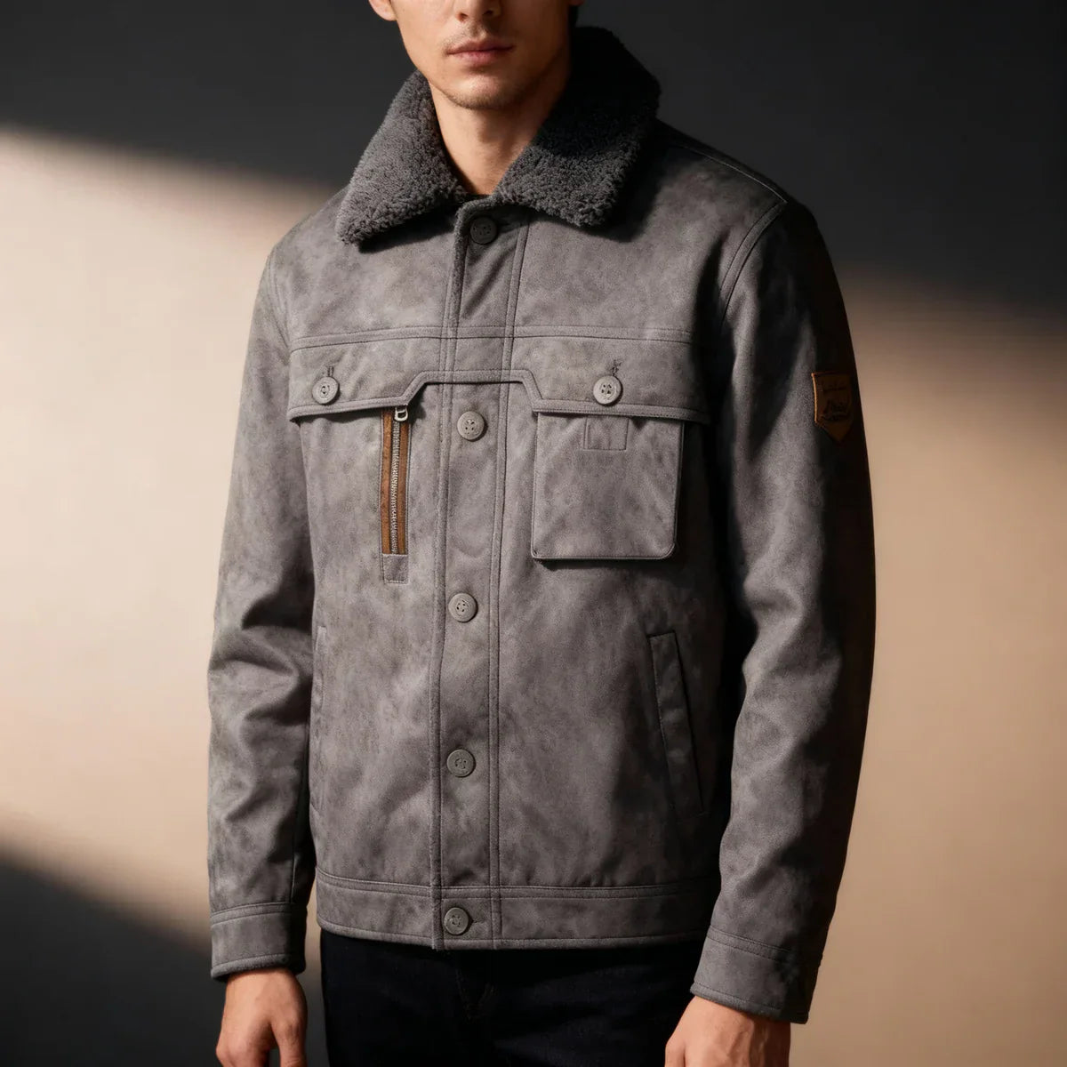 Niels - Veste en Daim Haut de Gamme Doublure Sherpa