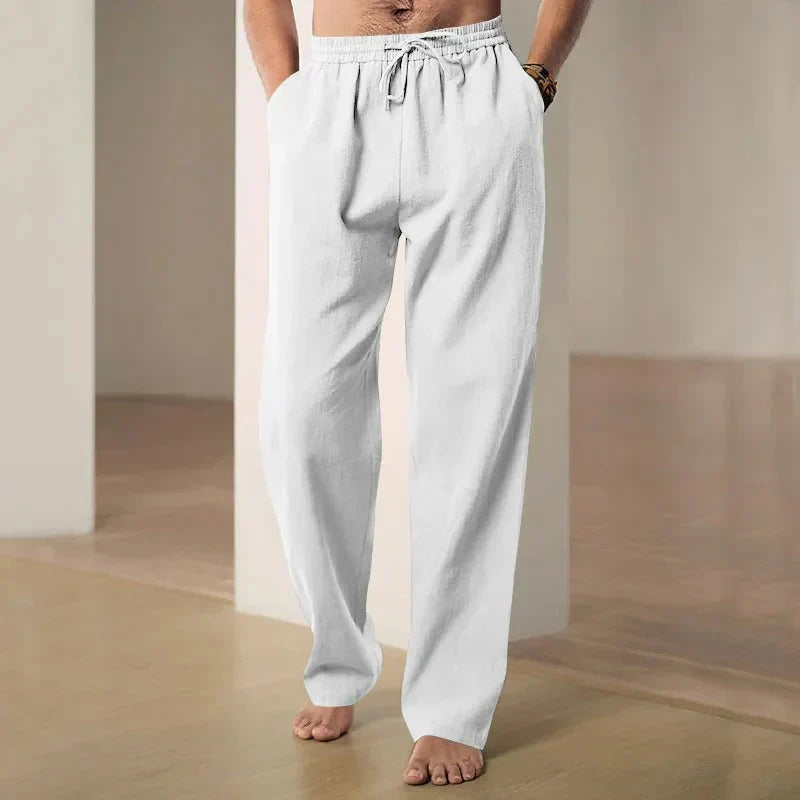 Kamel - Pantalones de Lino Transpirables y Casual