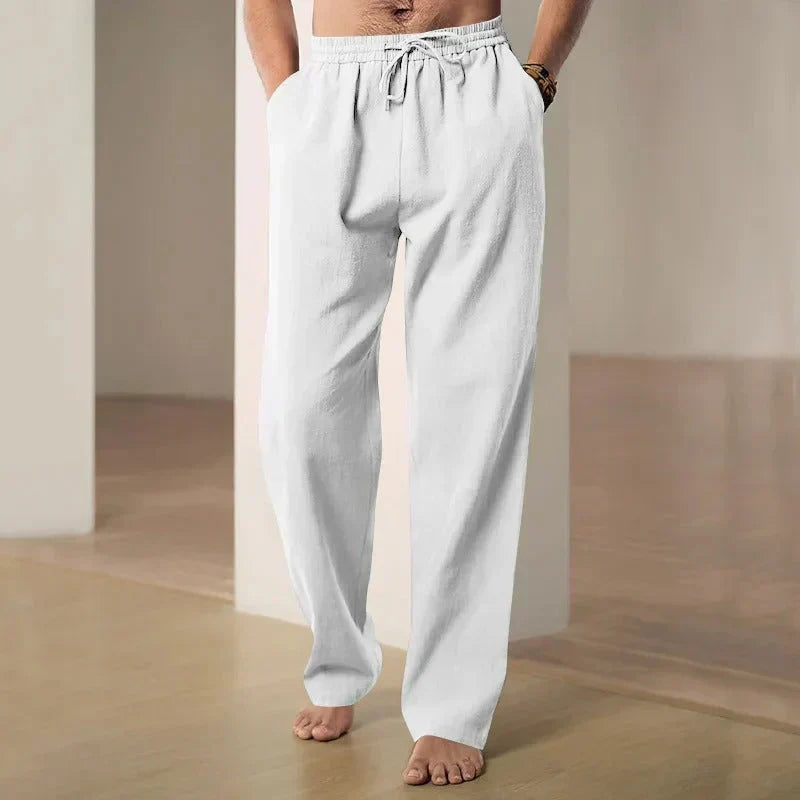 Kamel - Pantalones de Lino Transpirables y Casual