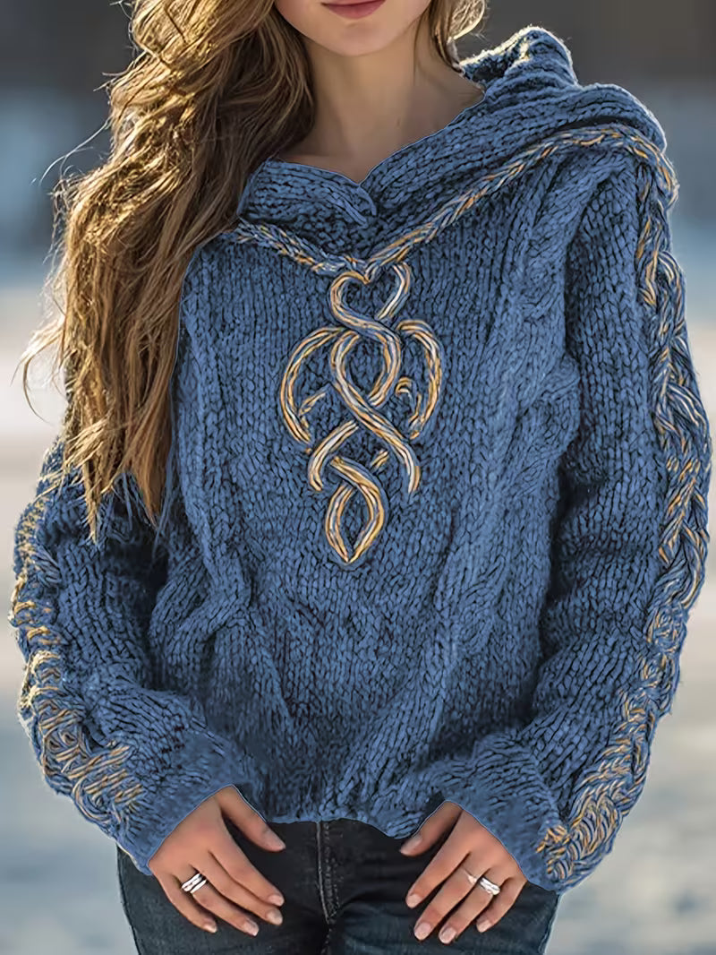 Abigaelle - Pull Vintage en Maille Naturelle à Capuche