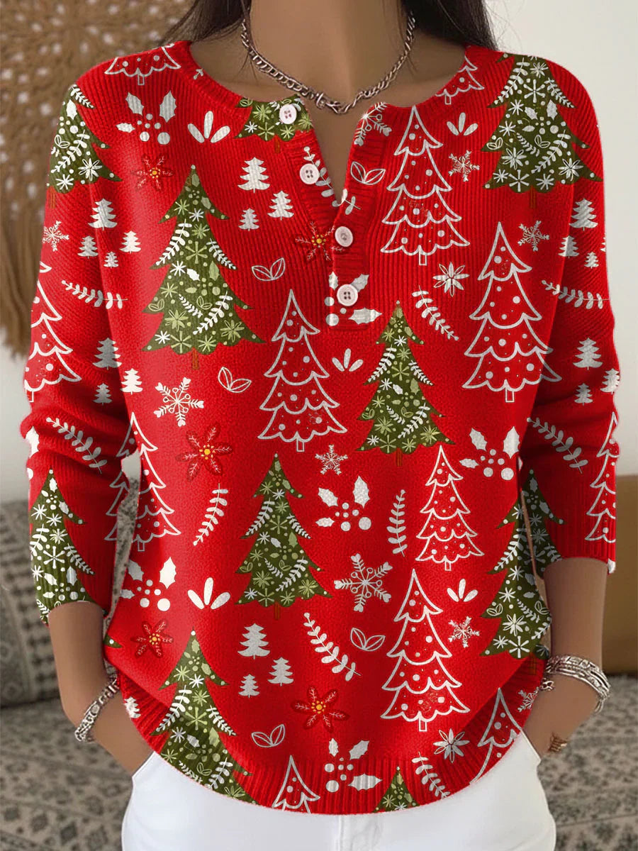 Noélise - Pull de Noël Boutonné Chaud