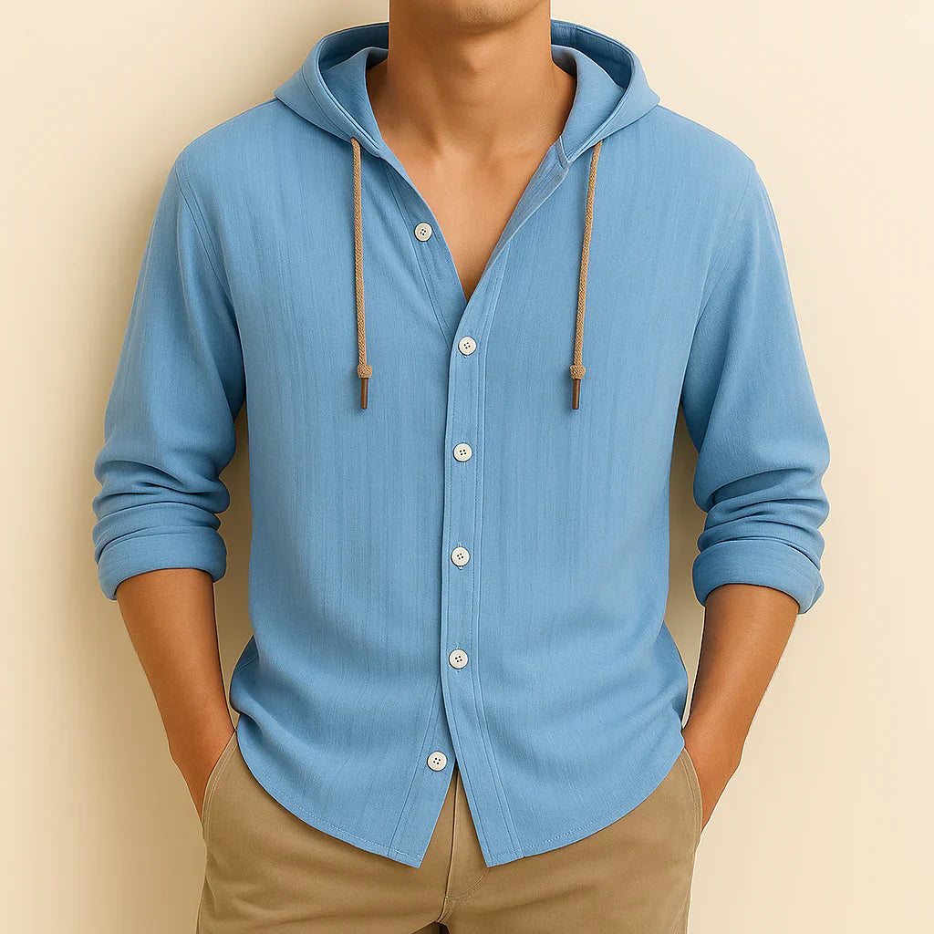 Shawn - Hætteskjorte i Bomuld & Hørblanding