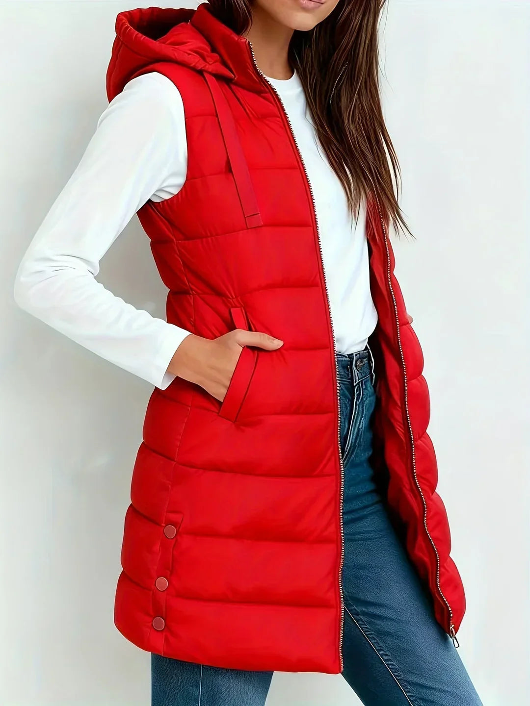 Prunille - Manteau Matelassé Sans Manches à Capuche