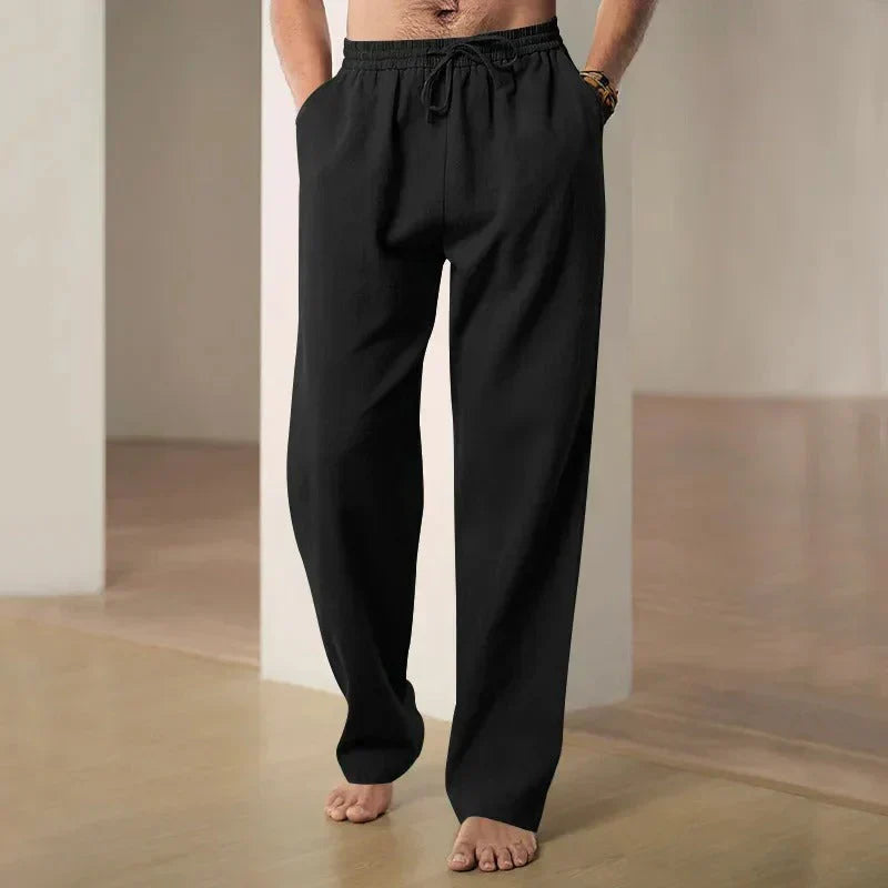 Kamel - Pantalones de Lino Transpirables y Casual