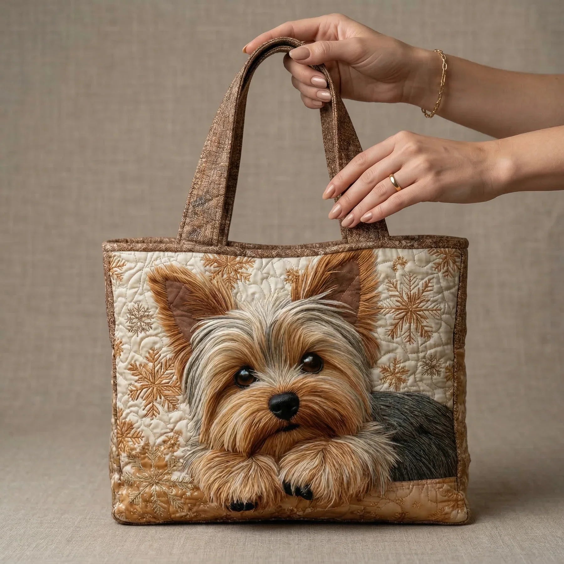 Tonie - Bolso Tote Acolchado con Cachorro Hecho a Mano
