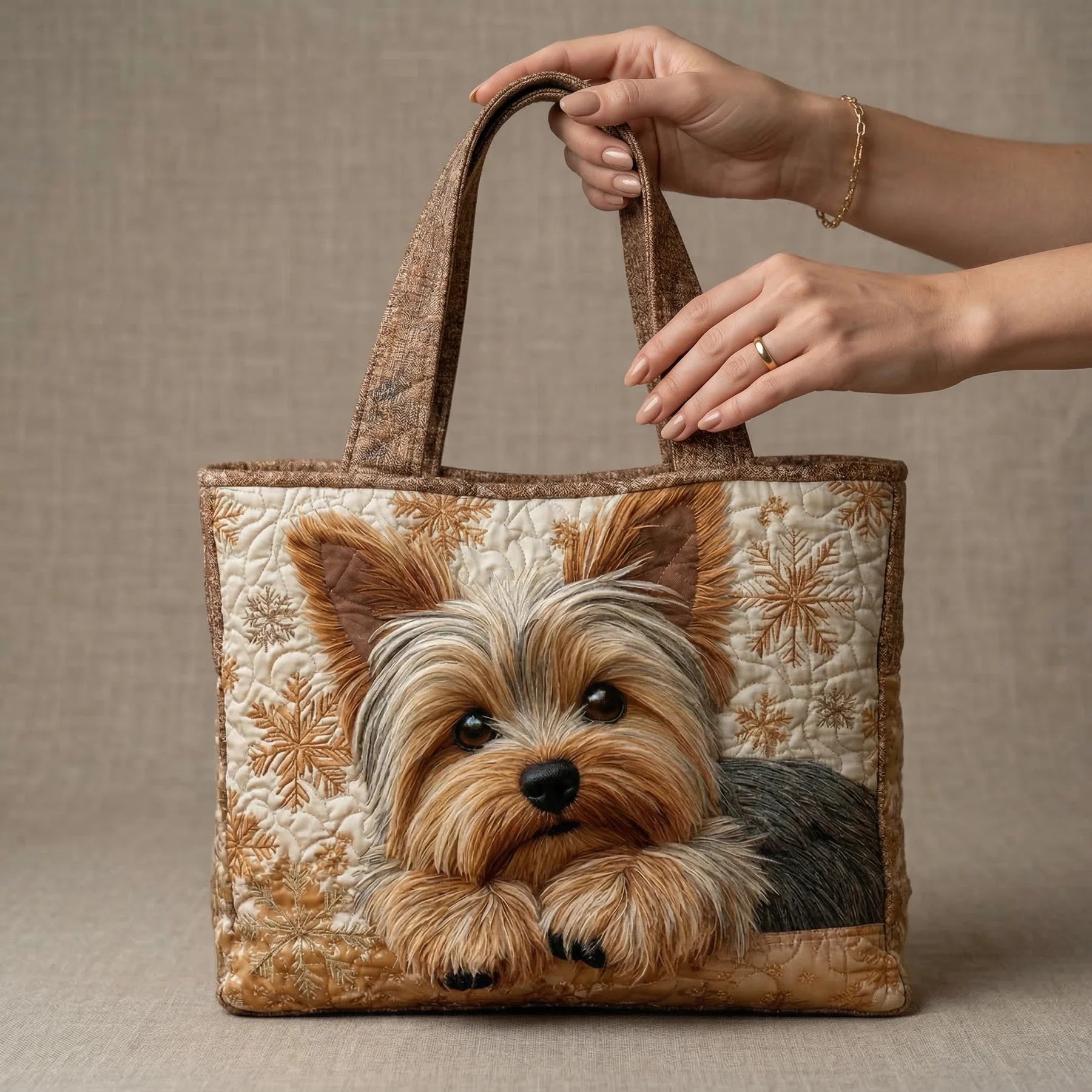 Tonie - Bolso Tote Acolchado con Cachorro Hecho a Mano