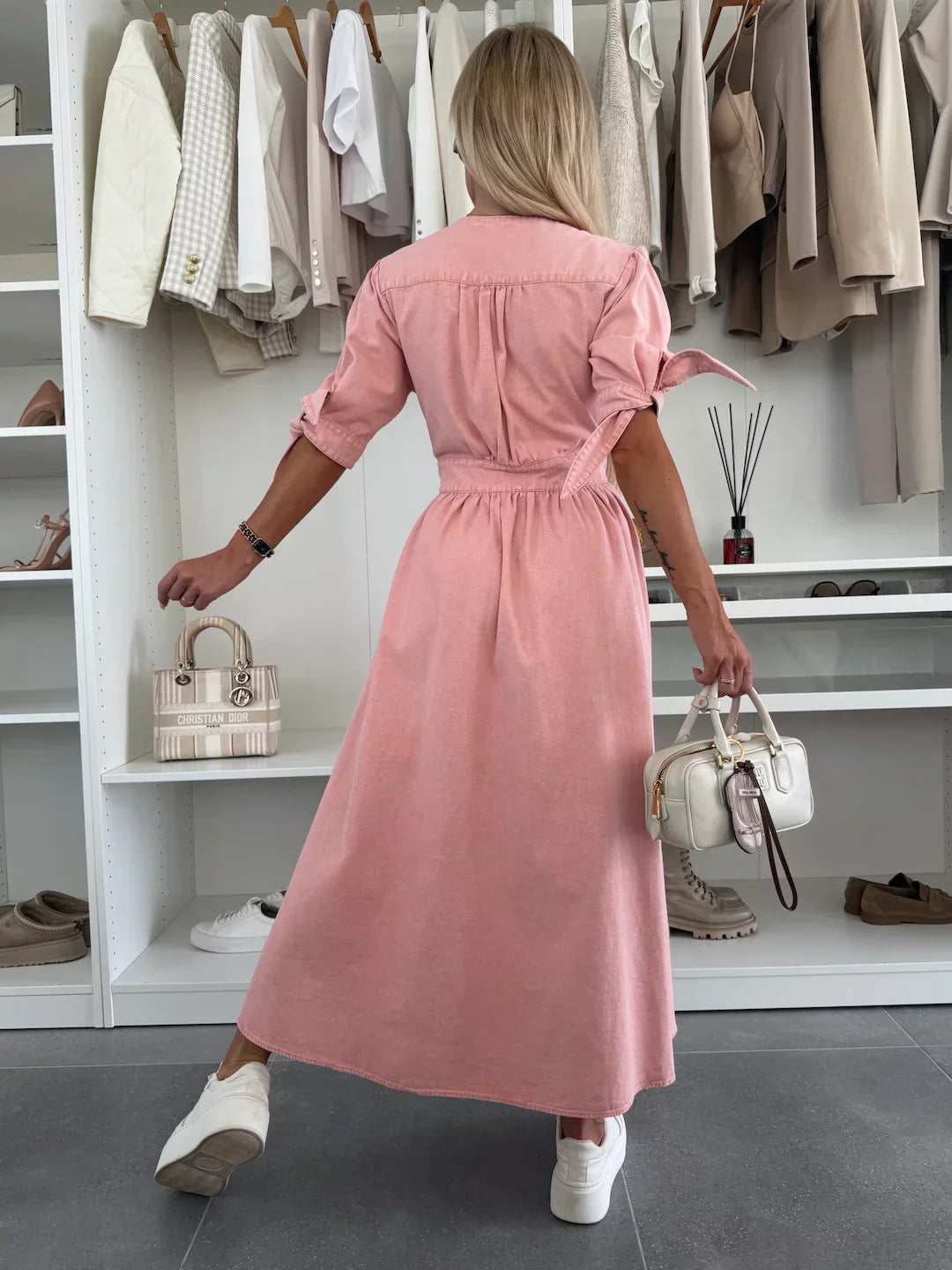 Abelle - Knapperet Udsvinget Denimkjole