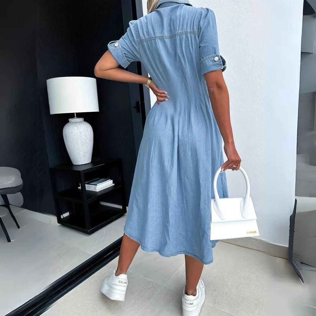 Alizée - Robe Boutonnée en Denim Premium