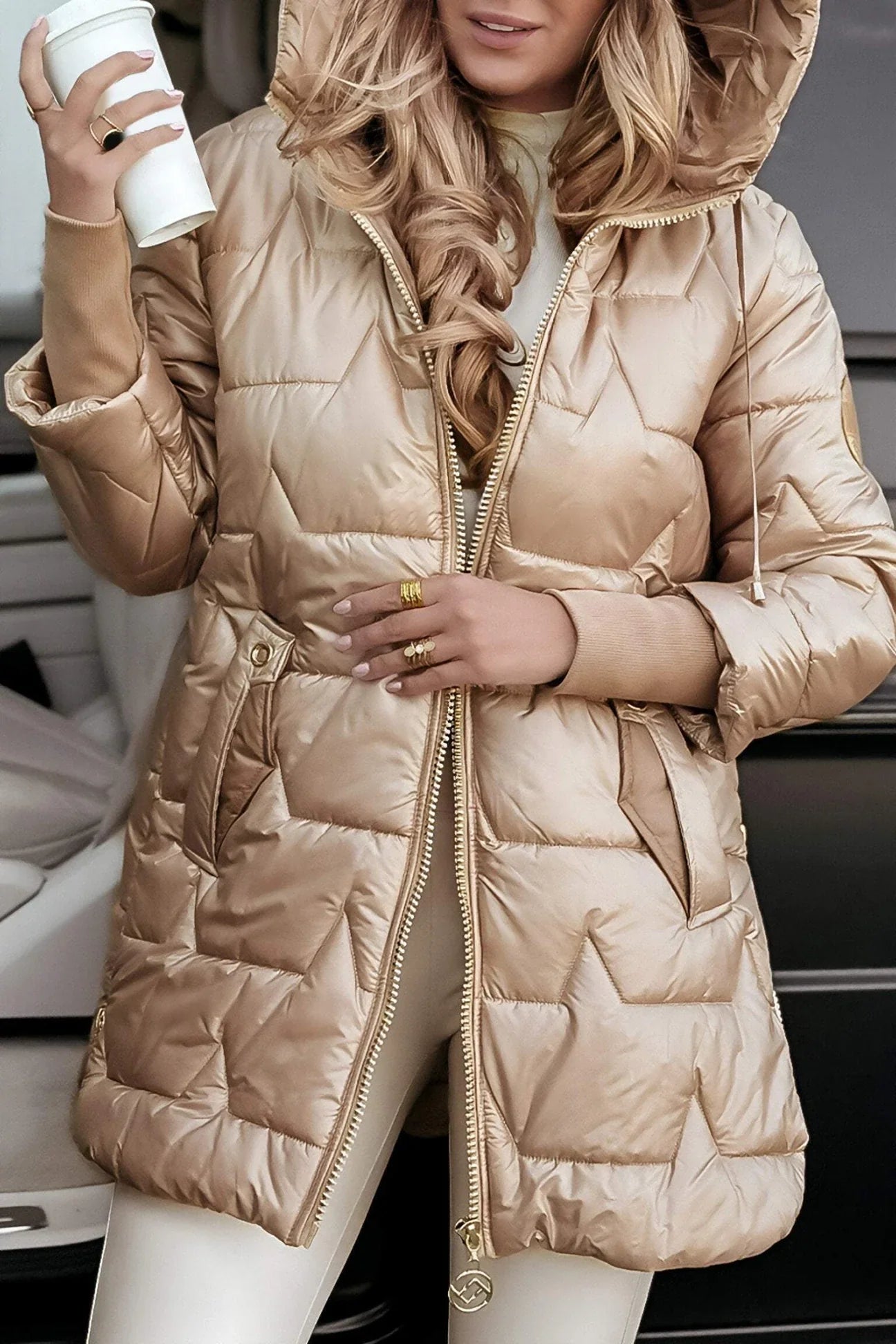 Nolwen - Manteau Hivernal Tendance à Capuche et Rembourrage