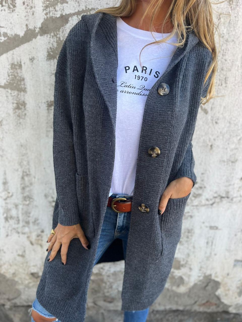 Djenna - Cardigan Long en Tricot Élégant