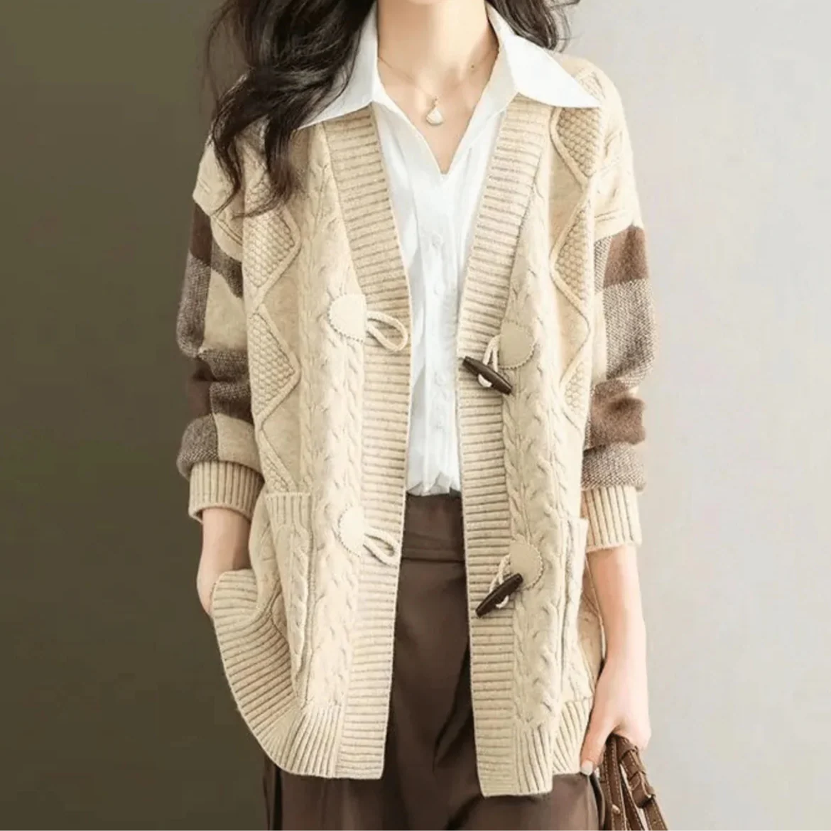 Tesni - Cardigan Tricoté en Maille Naturelle