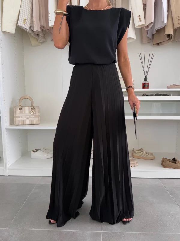 Regina - Elegant 2delt Løst Plisseret Sæt