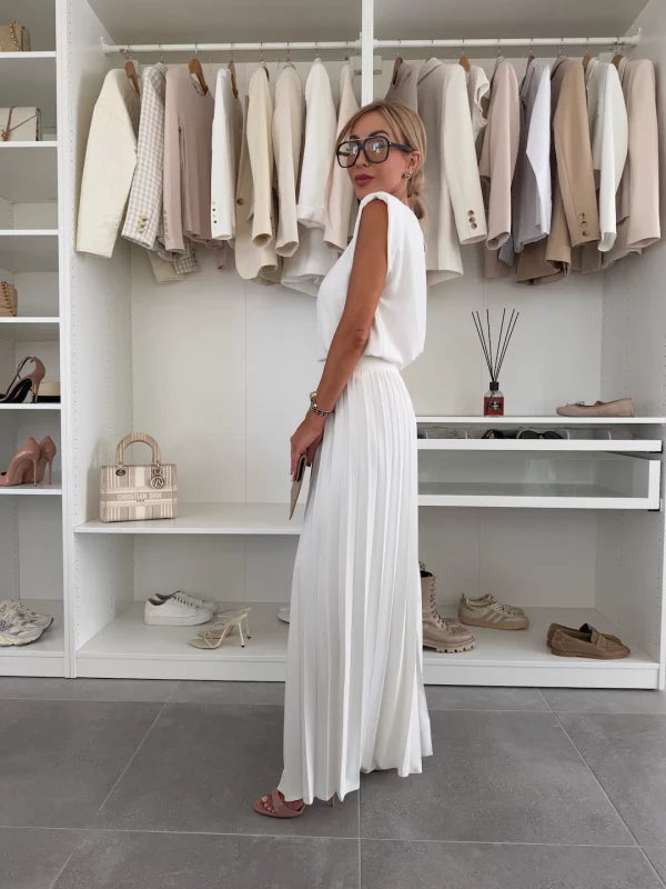 Regina - Elegant 2delt Løst Plisseret Sæt