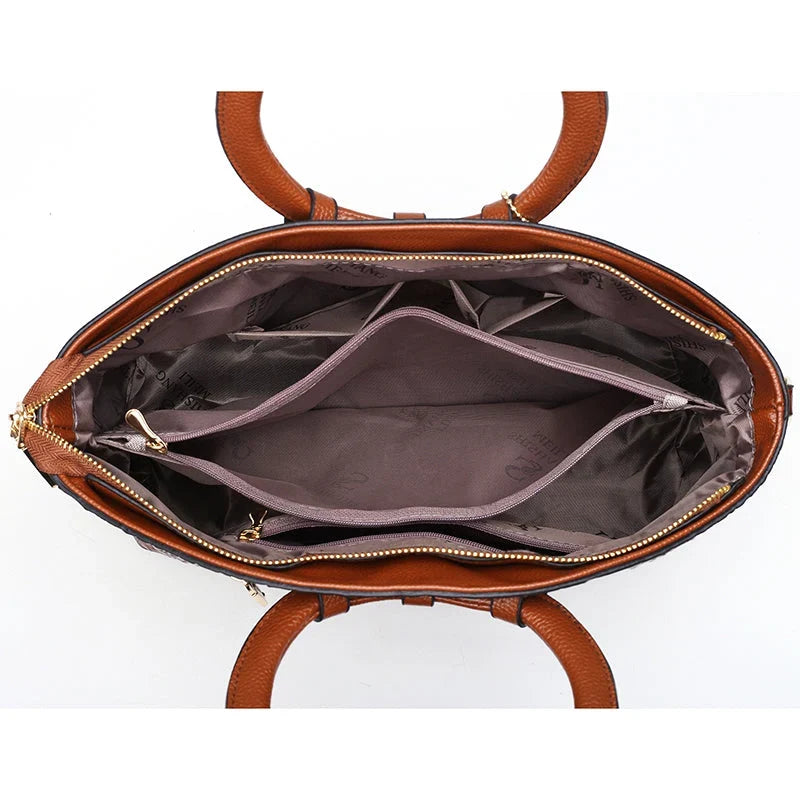 Ketty - Bolso Bicolor de Cuero con Textura Cocodrilo