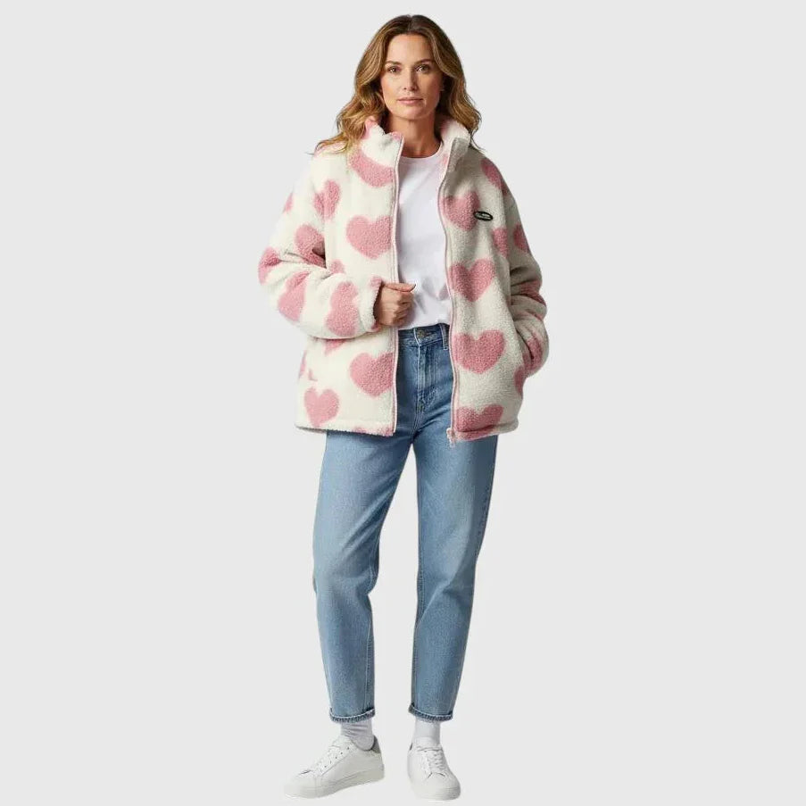 Lana - Veste Polaire Réversible à Cœurs