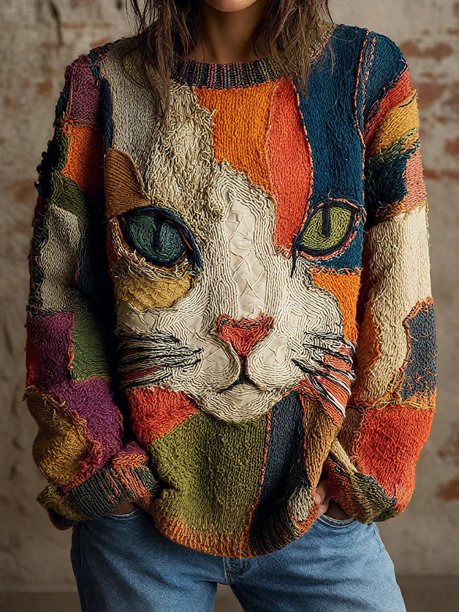 Chalice - Wool Patchwork Cat Sweater