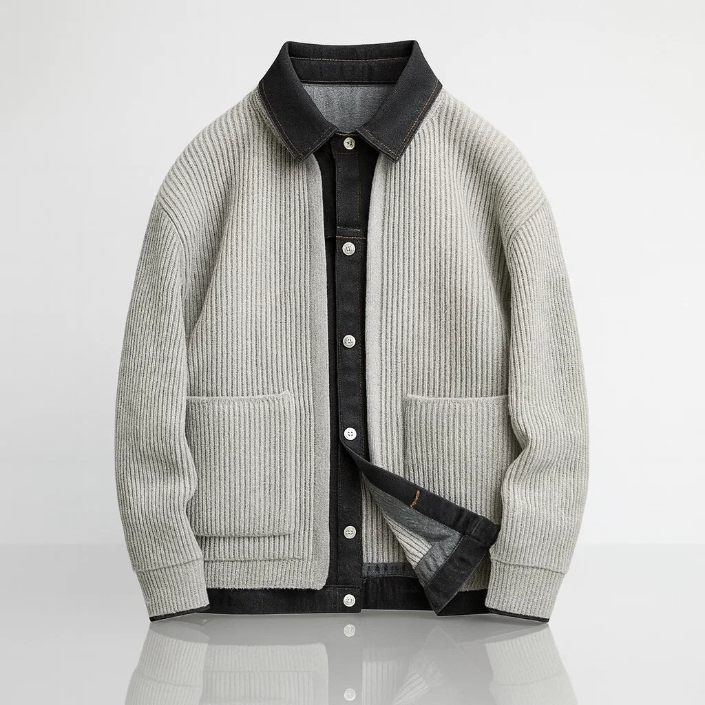Brayan - Veste Côtelée Laine et Denim Premium