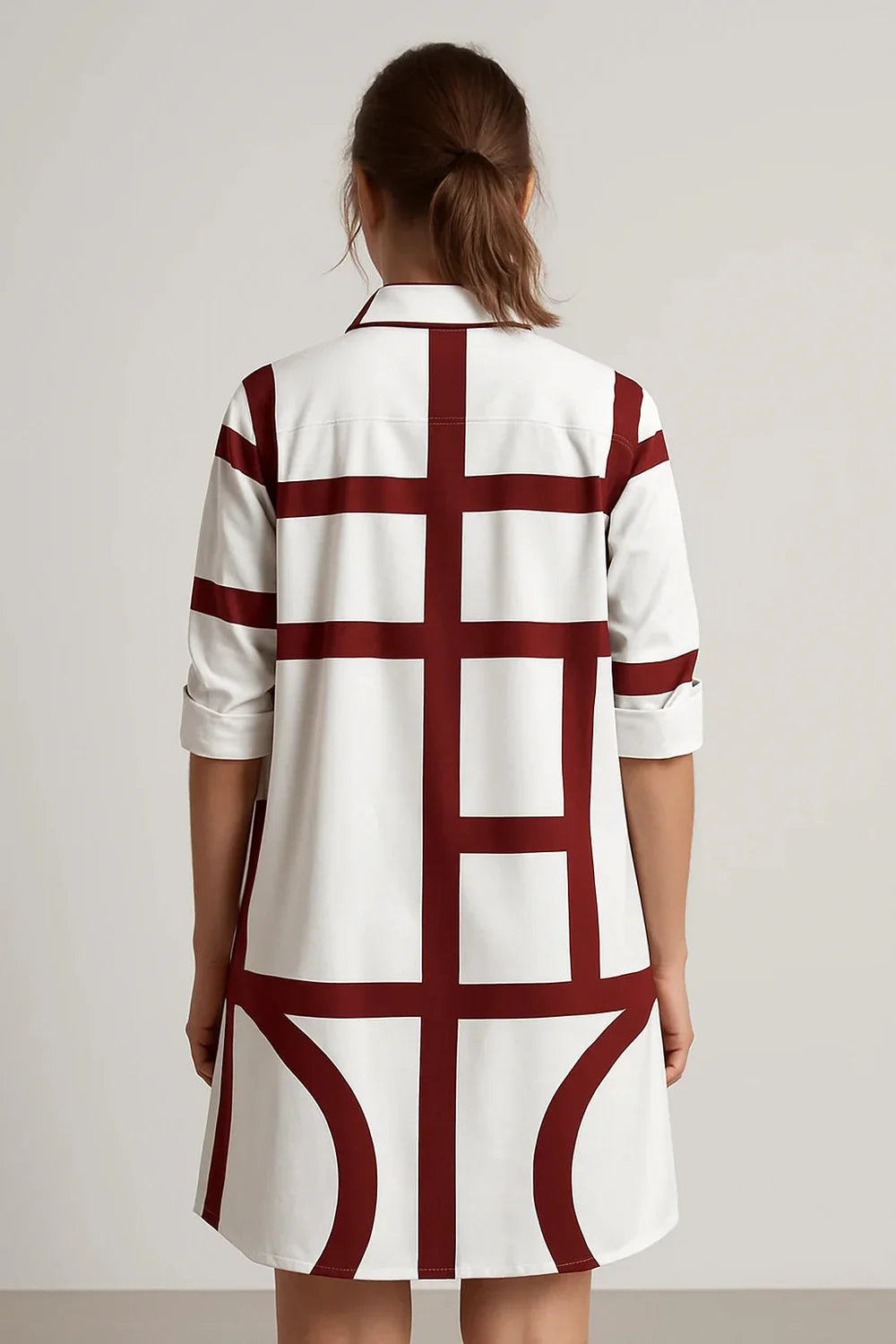Nelita - Krásne Košeľové Šaty s Geometrickým Vzorom