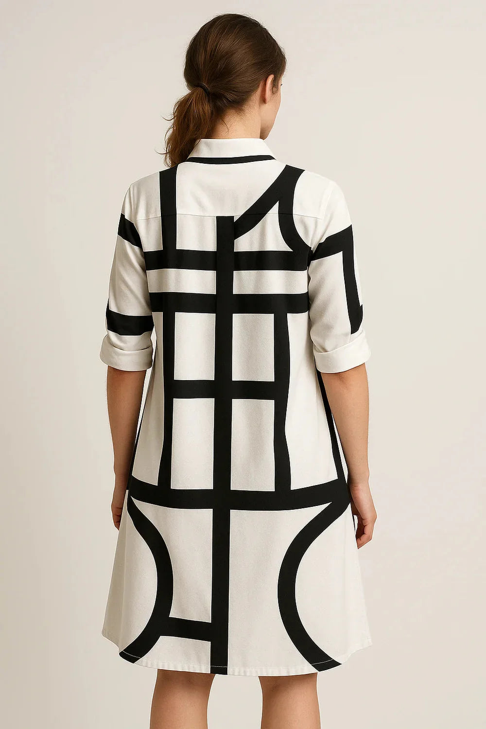 Nelita - Krásne Košeľové Šaty s Geometrickým Vzorom