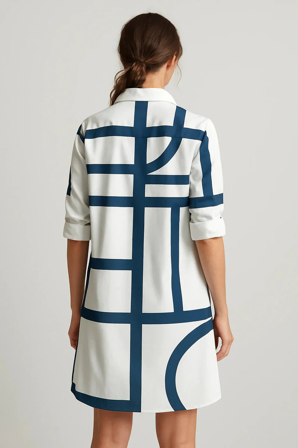 Nelita - Krásne Košeľové Šaty s Geometrickým Vzorom