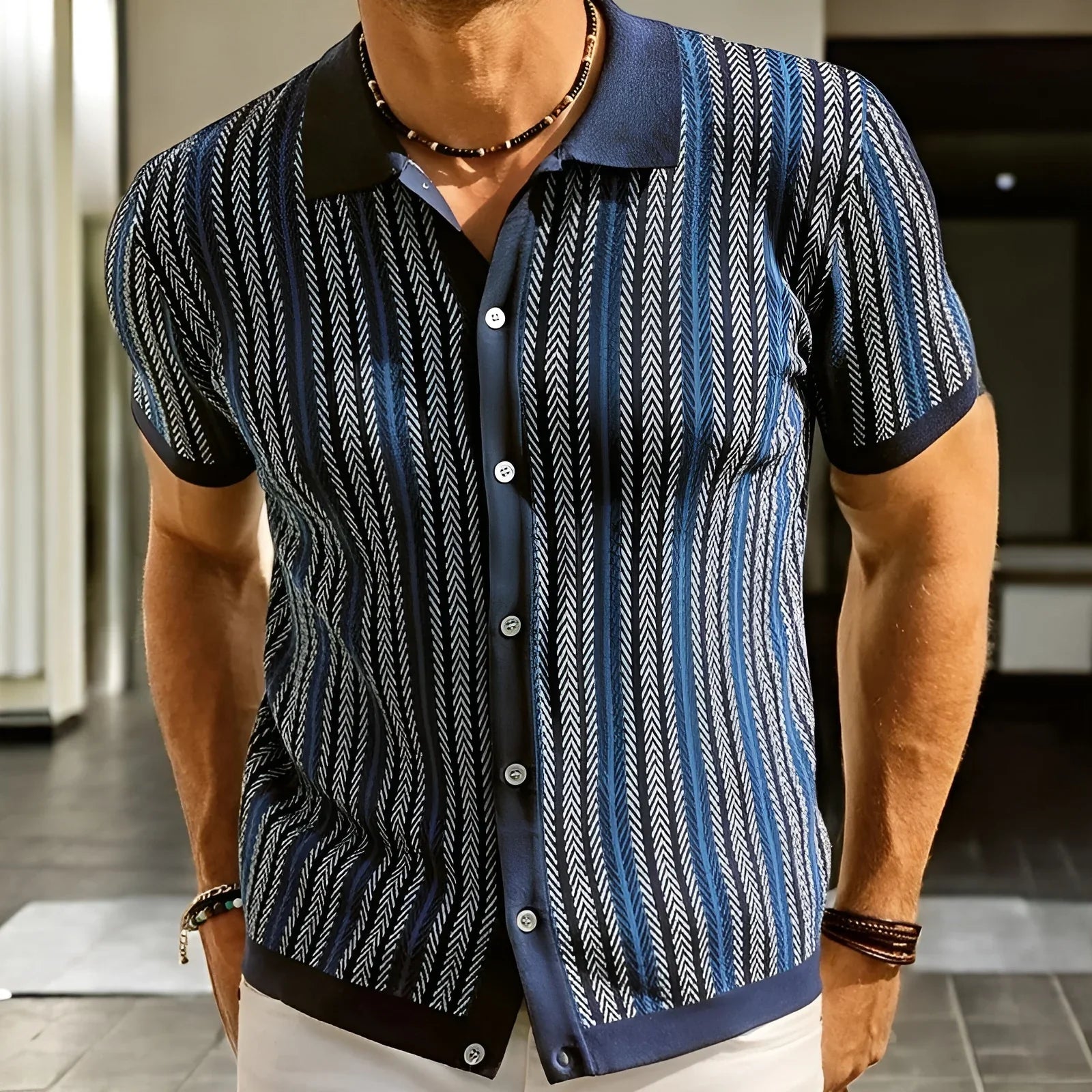 Marcel - Luksuriøs Mønstret Skjorte i Premiumkvalitet