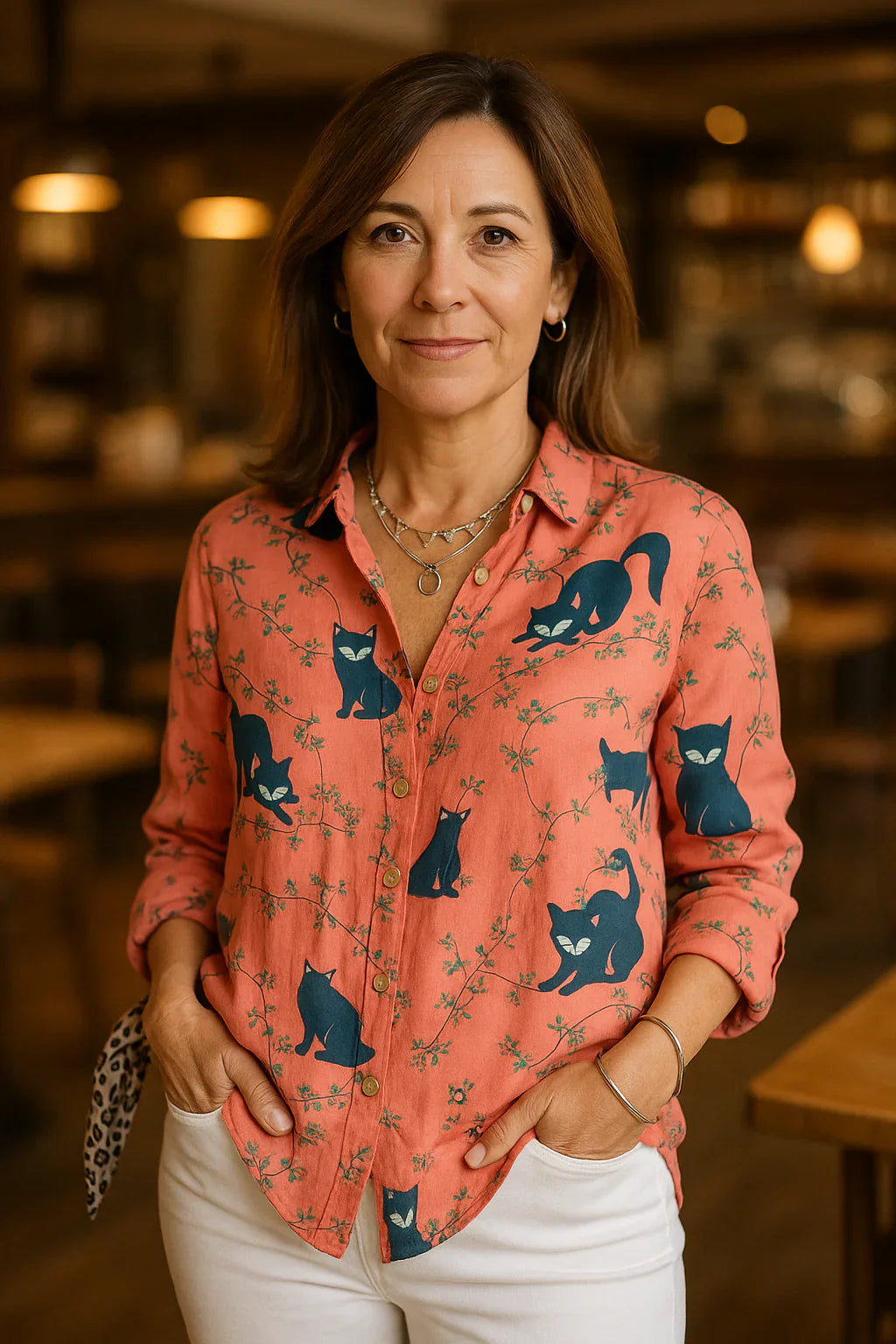 Maddie - Fancy Printet Skjorte i Premium Bomuld