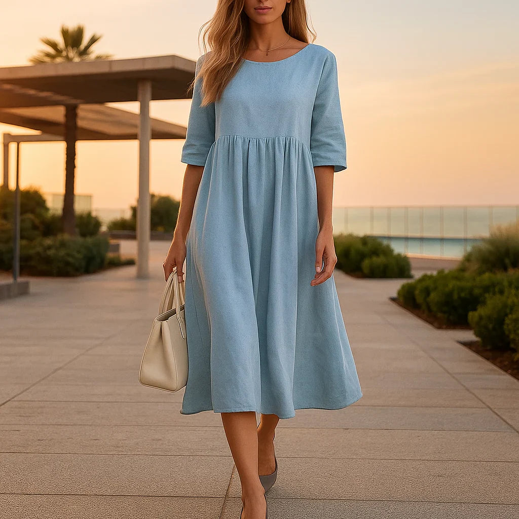 Chloé - Vzdušné Bavlnené Šaty so Zvonovou Sukňou a Vreckami