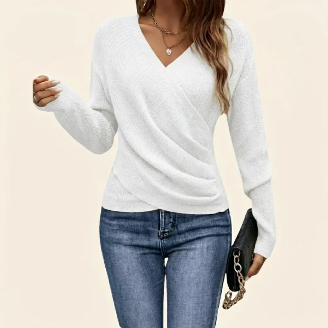 Amalya - Elegant Crossed Cotton Sweater