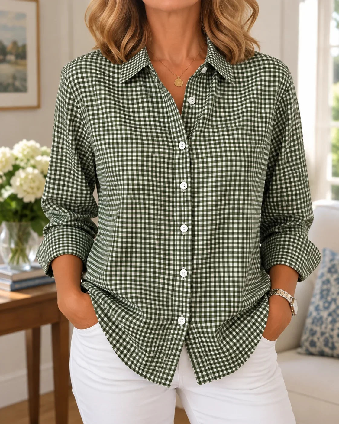 Adelie - Camisa de Algodón Atemporal a Finas Rayas