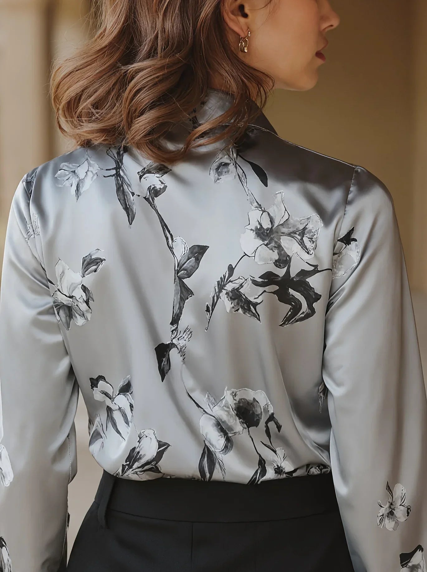 Taina - Chemise en Soie Fleurie Sophistiquée
