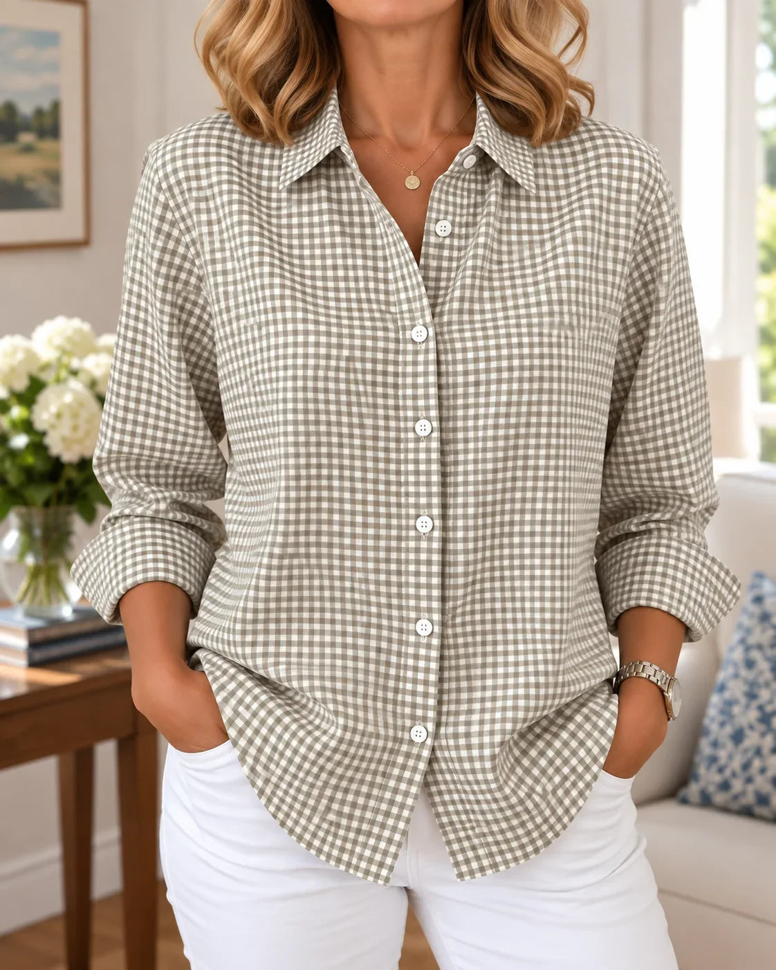Adelie - Camisa de Algodón Atemporal a Finas Rayas