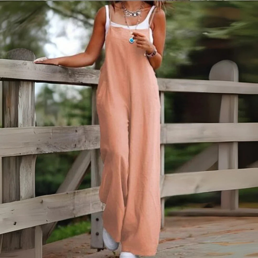 Héloïse - Brede Bomulds Overalls med Lommer