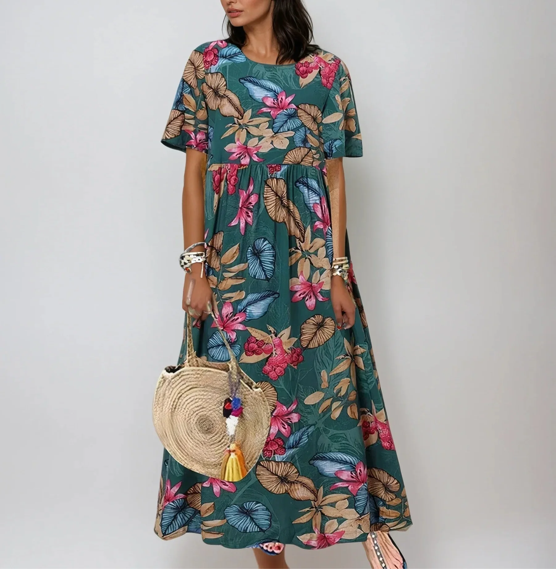 Lucinda - Maxi Kvetované Bavlnené Šaty