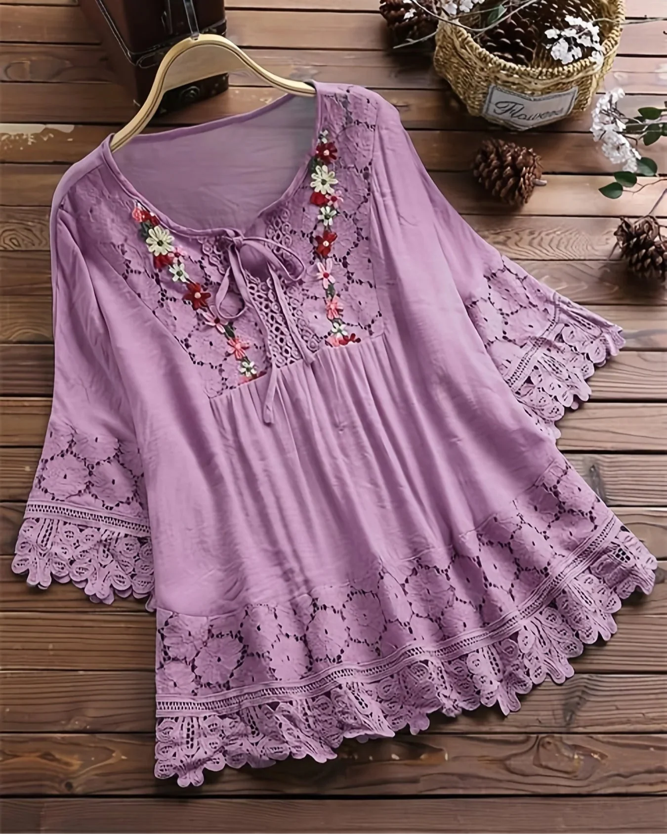 Sayana - Boheme Chic Broderet Bomuldsbluse