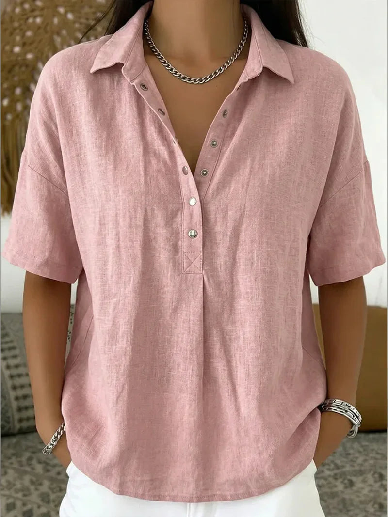 Elona - Blusa de Algodón Orgánico de Manga Corta