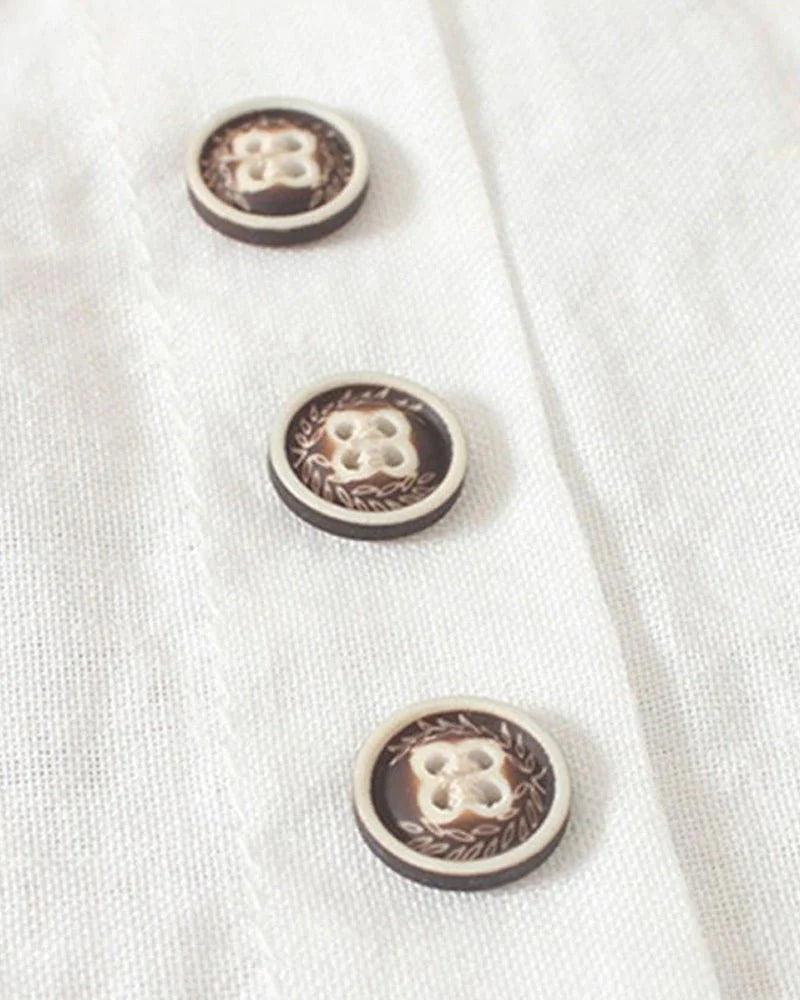 Gayané - Blusa de Lino con Detalles de Botones (Collar de Regalo)