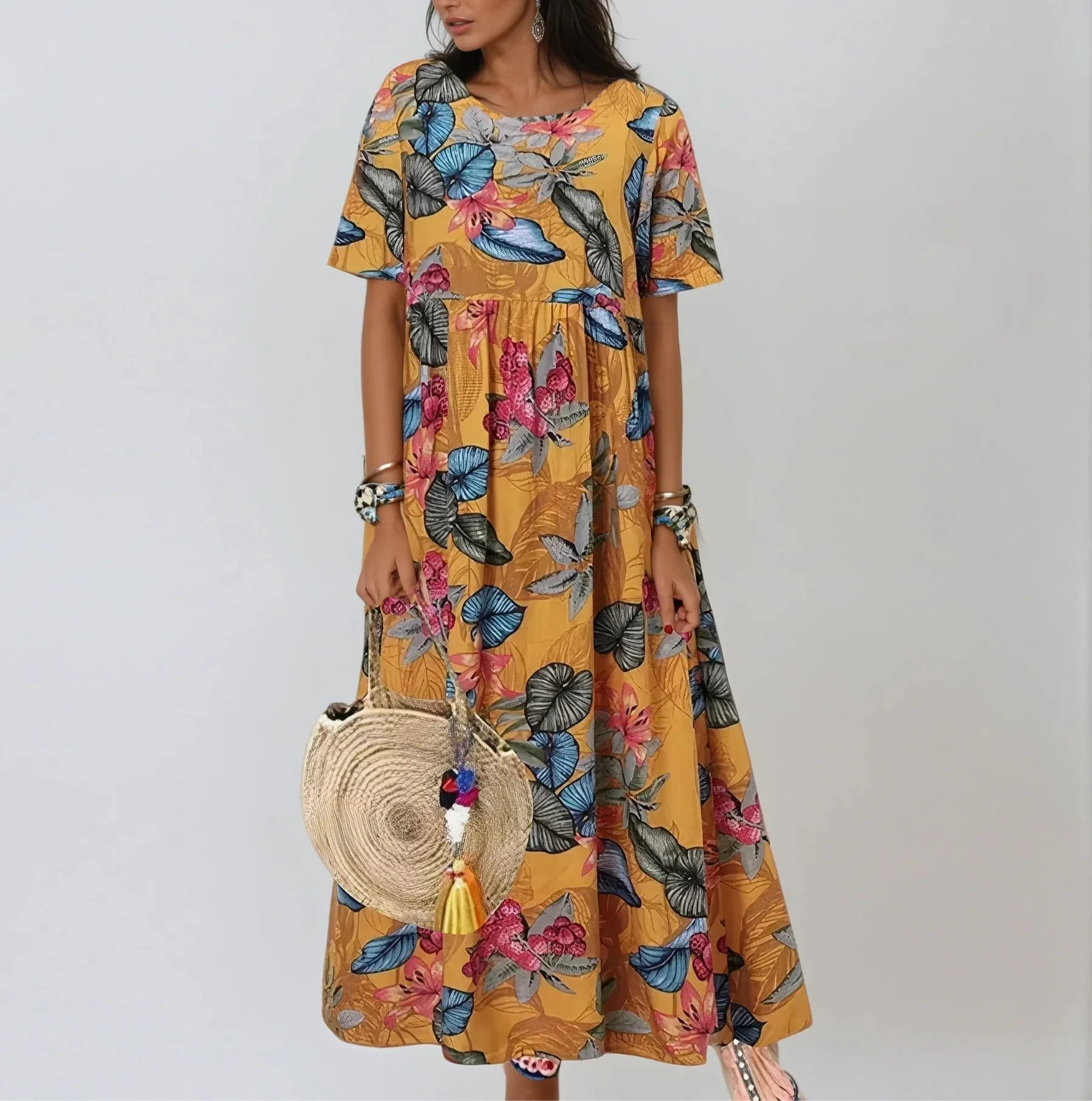 Lucinda - Maxi Kvetované Bavlnené Šaty